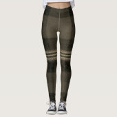 Dark Olive Black Muted Flannel Plaid Leggings (Voorkant)