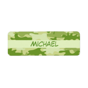 Dark Olive Green Camo Camouflage Name Persoonlijk Etiket