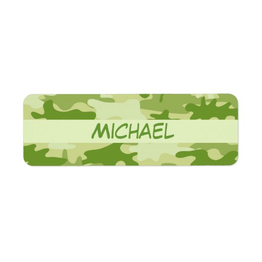 Dark Olive Green Camo Camouflage Name Persoonlijk Etiket (Voorkant)