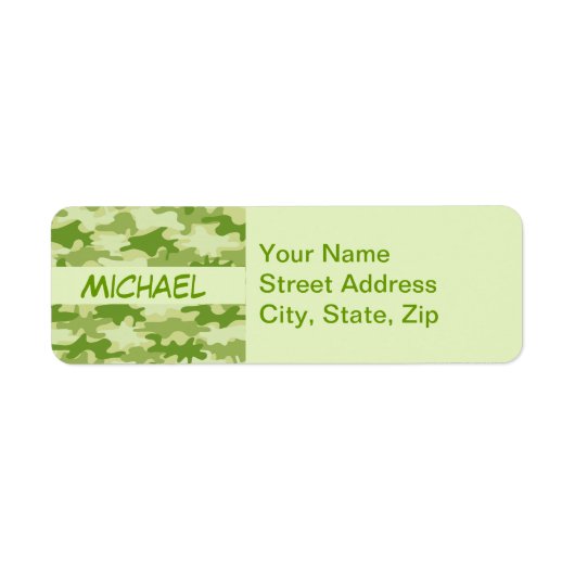 Dark Olive Green Camo Camouflage Persoonlijke naam Etiket (Voorkant)