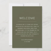 Dark Olive Green Wedding Welkom. Weekendtijdlijn Kaart (Voorkant)