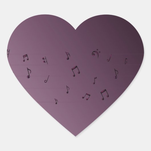 Dark Ombre Musical Notes Hart Sticker (Voorkant)