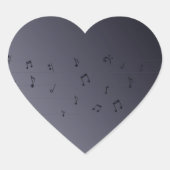 Dark Ombre Musical Notes Hart Sticker (Voorkant)