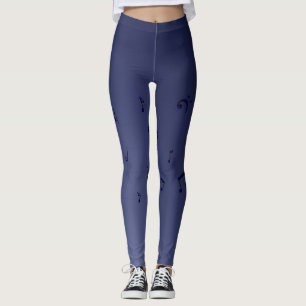 Dark Ombre Musical Notes Navy Leggings