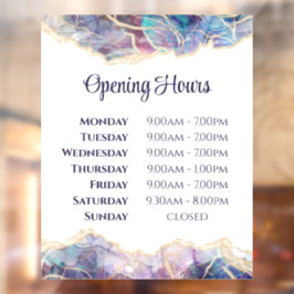 Dark Opal Design Open Hours Window Cling Raamsticker