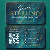Dark Opal Glam Modern Lash Tech QR-code Visitekaartje