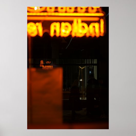 Dark Orange Neon - Prague Urban Night Photo Poster (Voorkant)