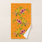 DarK Oranje - Vogel & Gele Rose Bad Handdoek (Handdoek)