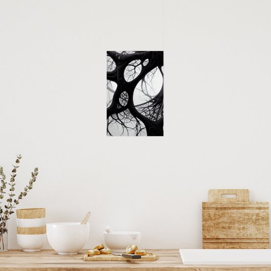 Dark Organic Roots Abstract Poster (Keuken)