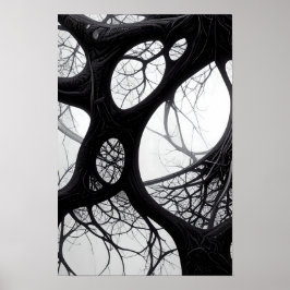 Dark Organic Roots Abstract Poster