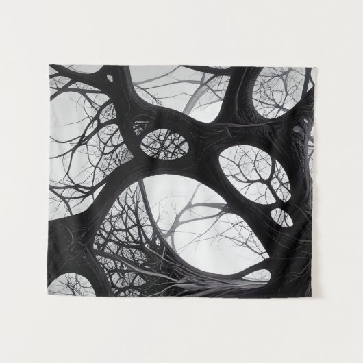 Dark Organic Roots Abstract Tapestry Wandkleed (Voorkant (horizontaal))