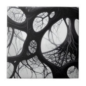 Dark Organic Roots Abstracte Tegel Tegeltje (Voorkant)