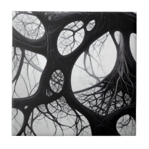 Dark Organic Roots Abstracte Tegel