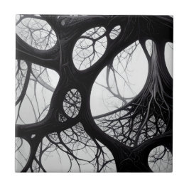 Dark Organic Roots Abstracte Tegel Tegeltje