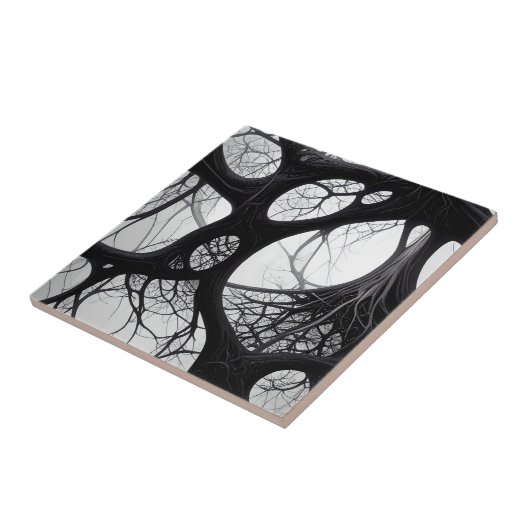 Dark Organic Roots Abstracte Tegel Tegeltje (Zijkant)