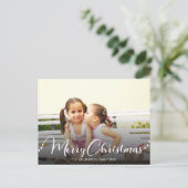 Dark Overlay White Merry kerstfoto Holiday Briefkaart (Staand voorkant)