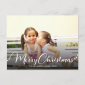 Dark Overlay White Merry kerstfoto Holiday Briefkaart (Voorkant)