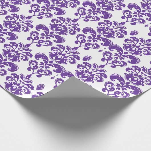 DARK PAARS DAMASK PATTERN 2 CADEAUPAPIER (Hoek)