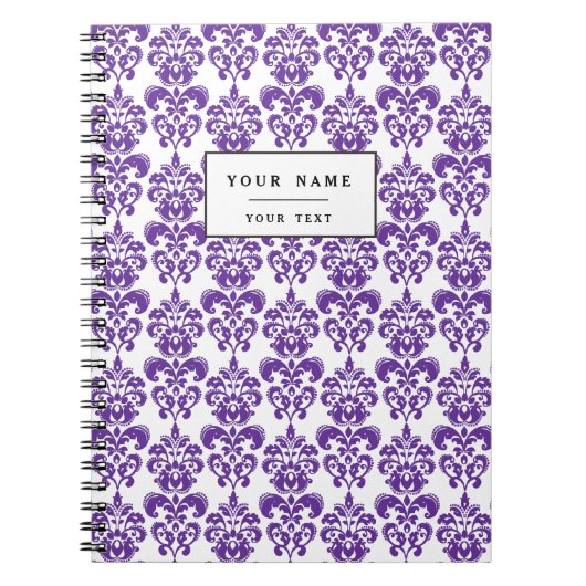 DARK PAARS DAMASK PATTERN 2 NOTITIEBOEK (Voorkant)