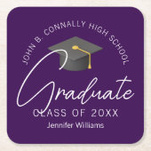 Dark Paarse Afstuderen gepersonaliseerde afstudeer Kartonnen Onderzetters (Voorkant)