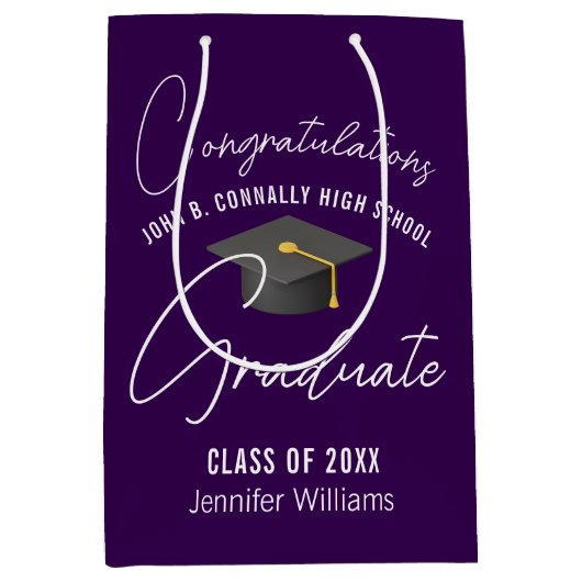 Dark Paarse Afstuderen gepersonaliseerde afstudeer Medium Cadeauzakje (Voorkant)