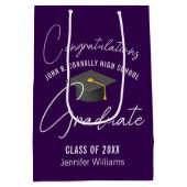 Dark Paarse Afstuderen gepersonaliseerde afstudeer Medium Cadeauzakje (Achterkant)