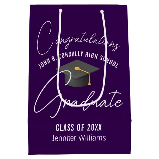 Dark Paarse Afstuderen gepersonaliseerde afstudeer Medium Cadeauzakje (Achterkant)