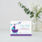 Dark Paarse Blauwgroen Carriage Luier Raffle Ticke Informatiekaartje (Staand voorkant)