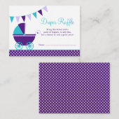 Dark Paarse Blauwgroen Carriage Luier Raffle Ticke Informatiekaartje (Voorkant / Achterkant)