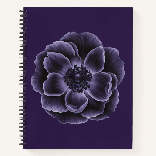 Dark Paarse Bloom Botanical Art Design Notitieboek (Voorkant)