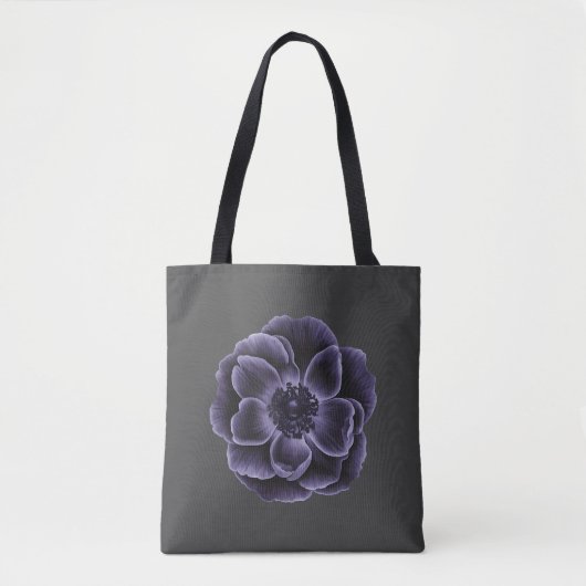 Dark Paarse Bloom Botanical Art Design Tote Bag (Voorkant)