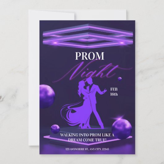 Dark Paarse Bold Prom Event Kaart (Voorkant)