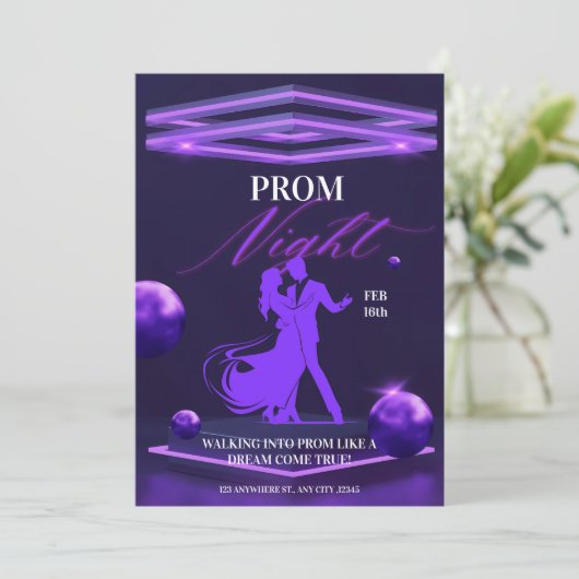 Dark Paarse Bold Prom Event Kaart (Staand voorkant)
