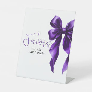 Dark Paarse Bow Vrijgezellenfeest Favors Reclamebord Met Voetstuk