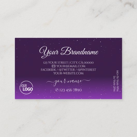 Dark Paarse Eye Catching Sparkle Diamonds Toevoege Visitekaartje (Achterkant)
