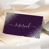 Dark Paarse Silver Glitter Reserved Wedding Plaatskaartje