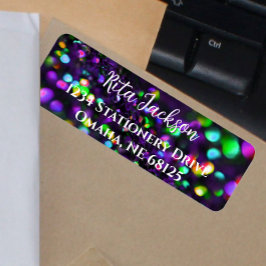 Dark Paarse sprankelende retouradreslabels Etiket