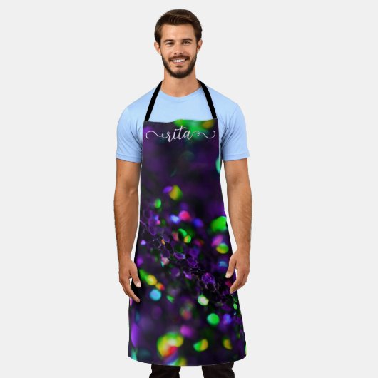 Dark Paarse sprankelende werk Schort (Gedragen)