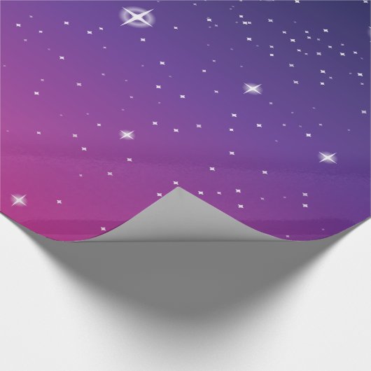 Dark Paarse Sterrennacht Sky Cadeaupapier (Hoek)