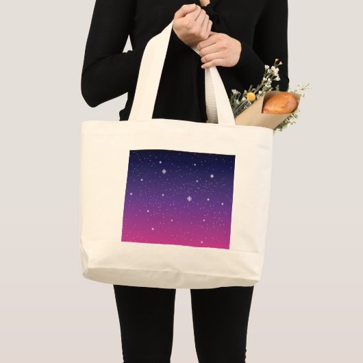 Dark Paarse Sterrennacht Sky Grote Tote Bag (Voorkant (product))