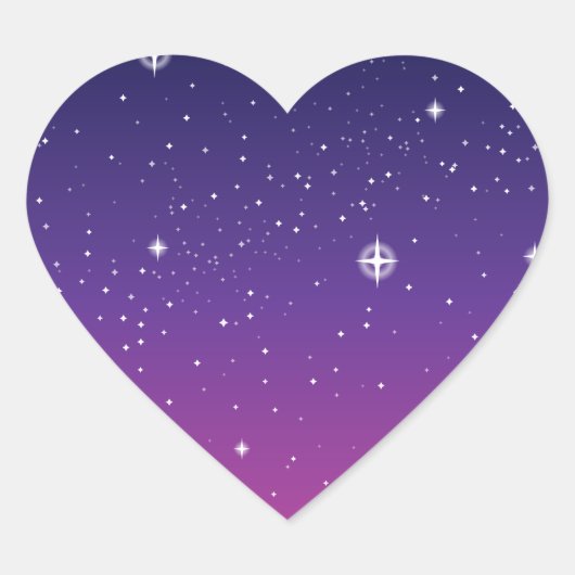 Dark Paarse Sterrennacht Sky Hart Sticker (Voorkant)