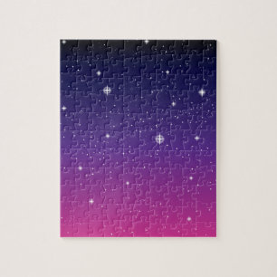 Dark Paarse Sterrennacht Sky Legpuzzel