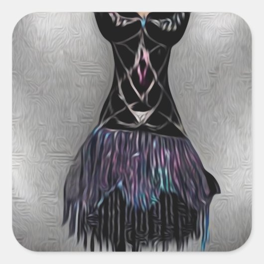 Dark Painted Flapper Dress Vierkante Sticker (Voorkant)