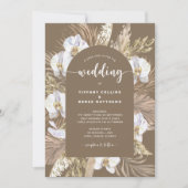 Dark Pampas Grass Arch Boho bruiloft uitnodiging (Voorkant)