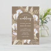 Dark Pampas Grass Arch Boho bruiloft uitnodiging (Staand voorkant)