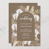 Dark Pampas Grass Arch Boho bruiloft uitnodiging (Voorkant / Achterkant)