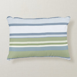 Dark Pastel Blue and Spring Rain Stripes Accent Kussen