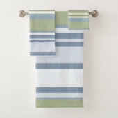 Dark Pastel Blue and Spring Rain Stripes Bad Handdoek (Insitu)