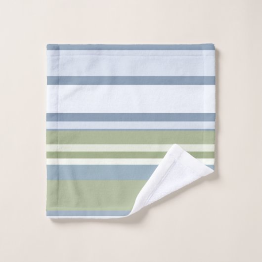 Dark Pastel Blue and Spring Rain Stripes Bad Handdoek (Wasdoekje)