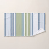 Dark Pastel Blue and Spring Rain Stripes Bad Handdoek (Handdoek)